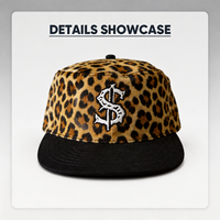 Casquette Snapback à Visière Plate Motif Léopard Personnalisé, Visière Bicolore, Motif Dollar, Style Urbain, Personnalisation OEM Usine