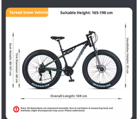 Nouveau modèle de vélo de montagne Shark Snow avec pneus larges de 4,0 pouces et freins à disque pour la conduite hors route, 24/26 pouces, 21 vitesses