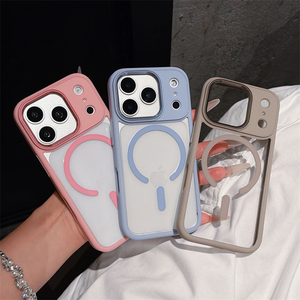 Coque rigide transparente anti-jaunissement pour iPhone 18, 17, 16 ; Coque magnétique de luxe avec cadre métallique pour iPhone 18 Pro Max, vente en gros DDP Roumanie - Product Image 1