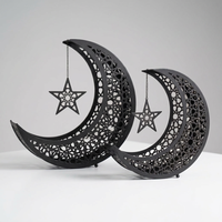 Décorations du Ramadan 2027, croissant de lune en métal noir en 2 tailles, ornements de table et cadeaux