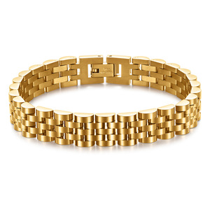 Pulsera de reloj de acero inoxidable de 10 mm, banda ajustable para hombre, joyería en plata, oro y negro. - Product Image 2