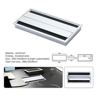 Caja organizadora de cables de aleación de aluminio para escritorio, cubierta rectangular para orificio de mesa de oficina, con organizador de cables negro y pasacables.