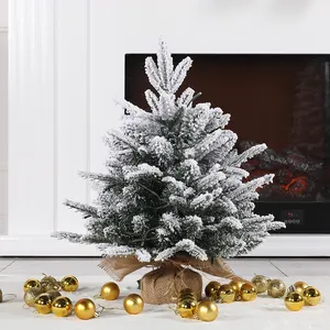 Mini árvore de Natal de decoração pequena de mesa em PVC flocado barato por atacado com luz