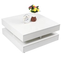 Meubles de salon Docarelife Table centrale de peinture moderne à haute brillance Table basse à lumière LED RVB à changement de couleur carrée blanche