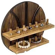 Wooden Ring Storage Rack Circular <b>Wall</b> <b>Mounted</b> 2 Tier Display <b>Shelf</b> For Commemorative Coins Medals Home Decor - Product Image 5