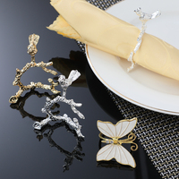 Anneaux de serviette papillon diamant en alliage de zinc doré, écologiques, multicolores, en stock, pour décoration de table, fête, Halloween