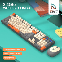 Ensemble clavier et souris sans fil 104 touches pleine taille 2.4G ergonomique pour bureau, combo clavier-souris pour ordinateur, logo personnalisé OEM en gros