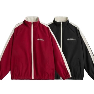 Streetwear personnalisé à double fermeture éclair pour la tête Veste coupe-vent réversible à fermeture éclair et col haut avec blocage de couleur - Product Image 1