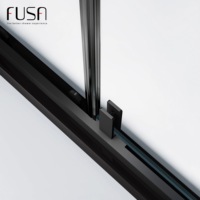 Pintu Kaca Shower FUSA untuk Kamar Mandi, 1 Pintu Pivot Keluar, 2 Panel Tetap, Kaca Tempered 8mm, Baja Anti Karat 304, Pivot OEM