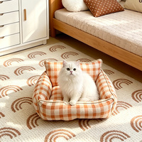 Coussin carré pour chat, pour voiture et intérieur, en velours doux, double face, amovible et lavable, pour chien et chat, toutes saisons