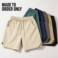 Shorts en sergé épais 260 GSM pour hommes, séchage rapide, longueur genou, taille élastique, coupe décontractée, vierges, vente en gros, usine OEM
