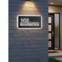 Plaque de numéro de porte directionnelle lumineuse décorative, personnalisée en acier inoxydable avec éclairage LED pour usage intérieur/extérieur
