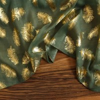 Plumes de haute qualité or estampage vert chemin de Table pour la décoration de la maison // chemin de Table avec Logo