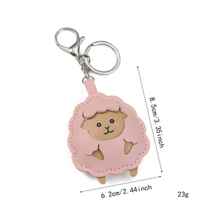 Lovely <b>Stitched</b> Pu Material Lamb Keyring Soft Outline Sheep Design Bag <b>Charm</b> Wearable Animal Key Accessory Practical Present - Product Image 6