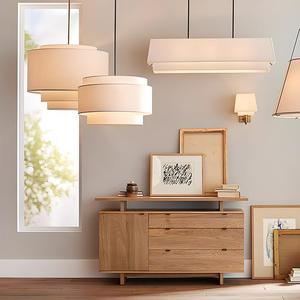 Lampe suspendue de style japonais, rectangulaire, blanche, Led, Anti-éblouissement, lumière chaude, 100x30x30Cm, pour Restaurant, Bar, hôtel, salon de thé - Product Image 5