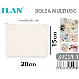 Borsa in tessuto multiuso Ilan 15x20 cm con cerniera per riporre oggetti - Product Image 1
