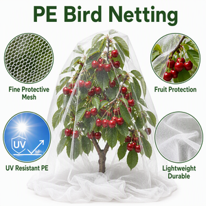 <span class=keywords><strong>Filet</strong></span> <span class=keywords><strong>anti</strong></span>-<span class=keywords><strong>oiseaux</strong></span> en PE pour jardin, protection UV, couverture réutilisable pour arbres fruitiers et légumes, maille robuste - Product Image 1