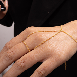 Minimalista 18K chapado en <span class=keywords><strong>oro</strong></span> esclavo pulsera anillo boda joyería moda mujer Acero inoxidable satélite cadena pulseras <span class=keywords><strong>para</strong></span> niñas - Product Image 5