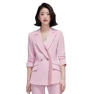 महिला महिला कार्यालय के लिए ओएम स्लिम फिट ब्लेज़र फिट ब्लेज़र सूट सिंगल ब्रीस्टेड सूट हॉट बिक्री कपड़े कस्टम कपास अनुकूलित