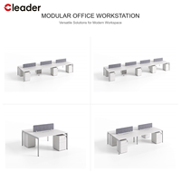 Bureau de travail commercial 2-8 places avec banc, structure en acier tubulaire, cloison acoustique en tissu, piédestal – Vente en gros