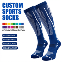 Chaussettes de sport à compression personnalisées haute performance en tissu éponge, respirantes et anti-humidité, pour le football et le soccer