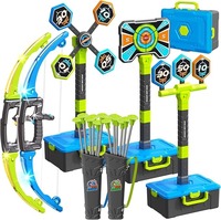 Lot de 2 arcs et flèches pour enfants, arcs lumineux à LED, ensemble de tir à l'arc avec flèches à ventouse, cibles, jeux de sport d'intérieur et d'extérieur