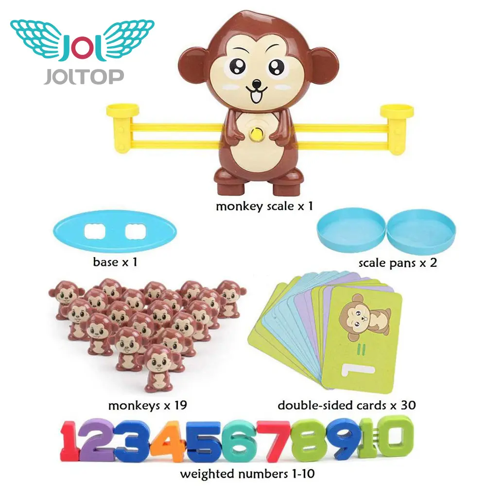 KEBO Monkey Balance 65PCS SET STEAM Toys, Improving Math Skill For Ages 3+, Educational Kids Gift