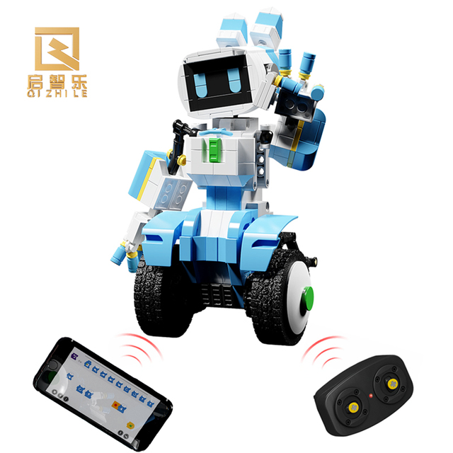 Smart App Cartoon Rabbit Plastic Puzzle DIY Technology Block Set Remote Control Robot Toy