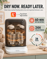 Nettoyeur-sécheur de biberons électrique compact en acier inoxydable SUS 304, lavage vapeur intelligent, stockage 24h pour accessoires d'alimentation, couvercles, tétines, joints en silicone