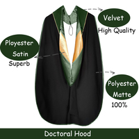 Cape de doctorat unisexe haut de gamme avec passepoil doré, toge personnalisée 100 % polyester imprimée en sérigraphie pour la remise des diplômes universitaires de doctorat