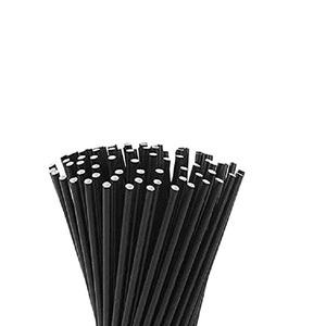 Cannucce di Carta Biodegradabili Nere Compostabili Monouso Lunghe 15cm Diametro 7mm - Product Image 1
