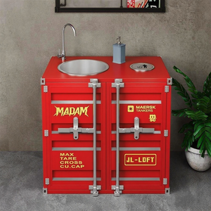 Lavabo a colonna in stile industriale con mobile integrato, lavandino commerciale per bagni industriali - Product Image 4