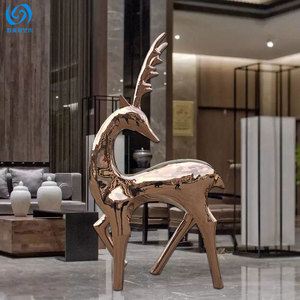 Escultura de Ciervo en Oro Rosa Electrochapado, Decoración Artística para Jardín y Paisaje, Adorno Navideño, Figura Decorativa para Exteriores - Product Image 4