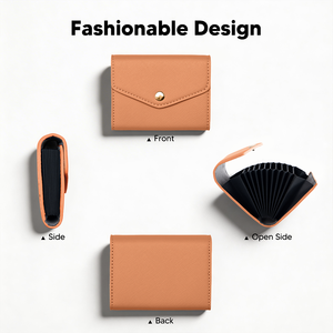 Cartera Personalizada con Bloqueo RFID de PU con Diseño Cruzado, Monedero de Fácil Acceso con Botón - Product Image 3