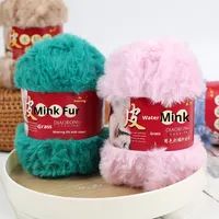 Fil acrylique mélangé aspect fourrure, boule de laine en gros, cheveux longs, imitation vison, velours corail, écharpe/chapeau, matériel de tricot fait main