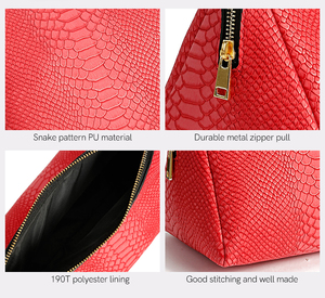 Hot <strong>Sale</strong> Fashion Custom Pouch Travel Kit Makeup <strong>Bag</strong> Snake Pattern <strong>Cosmetic</strong> Pu Storage Make up <strong>Bag</strong> With Logo - Product Image 5