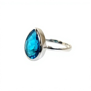Anillos de piedras preciosas de Topacio Azul hidro de Plata de Ley 925 hechos a mano, ajuste de bisel, tecnología de incrustaciones para aniversario, venta al por mayor - Product Image 1