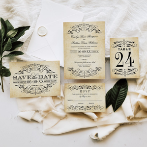 Invitation personnalisée de luxe vintage A5 pour <span class=keywords><strong>mariage</strong></span>, fête, anniversaire, fournisseur, <span class=keywords><strong>parchemin</strong></span> avec enveloppe - Product Image 1