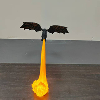 Décoration de bibliothèque en forme de dragon cracheur de feu LED, petite statue de dragon imprimée en 3D avec lumière LED, ornement de table ou d'étagère pour la maison