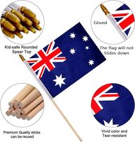 Expédition rapide Nouveau Mini drapeau australien en bois à double impression pour défilés sportifs, fêtes, festivals, décoration