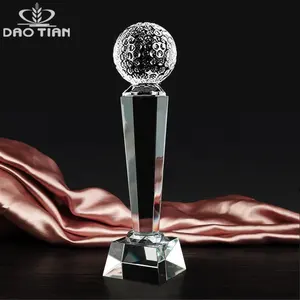 Troféus e copos de golfe pujiang, troféus e copos personalizados de alta qualidade em branco k9 de cristal transparente