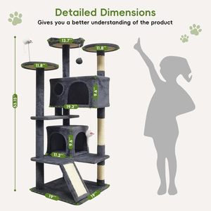 Premium Cat Tree with Climbing <b>Frame</b> & Felt Scratching Wall - Multi-Level Shelves for Indoor Cats - Product Image 6