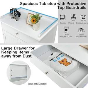 Meuble <span class=keywords><strong>de</strong></span> toilette pour <span class=keywords><strong>chat</strong></span> dissimulé avec tiroir et 2 portes, armoire <span class=keywords><strong>de</strong></span> rangement intérieure, table <span class=keywords><strong>de</strong></span> chevet (Blanc) - Product Image 5