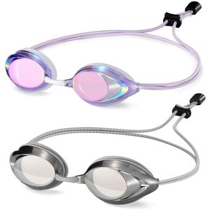 Gafas de natación de competición con cuerda elástica, acabado electrochapado antivaho, para adultos y niños, ajuste universal - Product Image 1