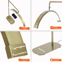 Lámpara de Piso FOSOTO Moderna de Media Luna para Pestañas, 320 LED, 3200-5600K, Regulación Continua, Rotación de 360°, Acero Inoxidable, para Belleza