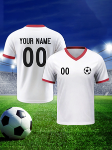 Camisetas <span class=keywords><strong>de</strong></span> Fútbol Personalizadas 100% Poliéster Cuello en V Manga Corta Secado Rápido Transpirable Impresión por Transferencia <span class=keywords><strong>de</strong></span> Calor Nombres/Números <span class=keywords><strong>de</strong></span> Equipo Adulto - Product Image 4