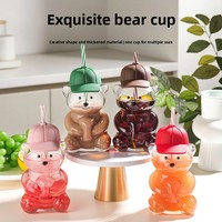 Gobelet en verre en forme d'ours avec paille, pour boissons froides, isolation thermique 0-6 heures, design moderne et minimaliste