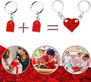Porte-clés Cœur en Briques Acryliques, Lot de 2 Pièces Assorties, Blocs de Construction <span class=keywords><strong>pour</strong></span> Couples, Cadeaux d'Amour <span class=keywords><strong>pour</strong></span> Petit Ami, Petite Amie, Anniversaires - Product Image 2