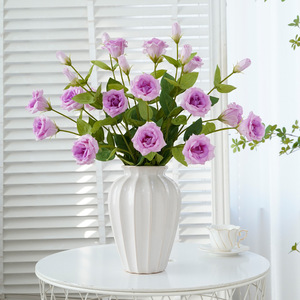 Lisianthus Artificial Flowers 3 <b>Heads</b> Silk High Simulation Wedding Home Decor Luxury <b>Style</b> - Product Image 2