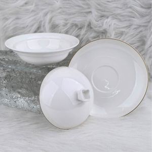 Juego de Vajilla de Melamina de 12 Piezas con Diseño de Mármol de Lujo Personalizado, Juego de Platos y Tazones de Melamina - Product Image 1